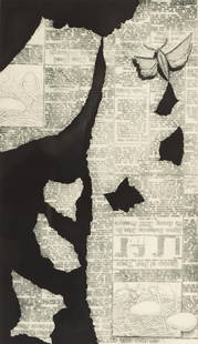 Nobuo Satoh (Japanese 1926 - 2005): The Moth: 1968; mezzotint, matted, framed and glazed; pencil-signed and dated lower right, titled and numbered 49/100 lower left sight: 19 3/4 x 11 3/4 in. (50.2 x 29.8 cm.), Frame: 25 3/4 x 17 3/4 in. (65.4 x