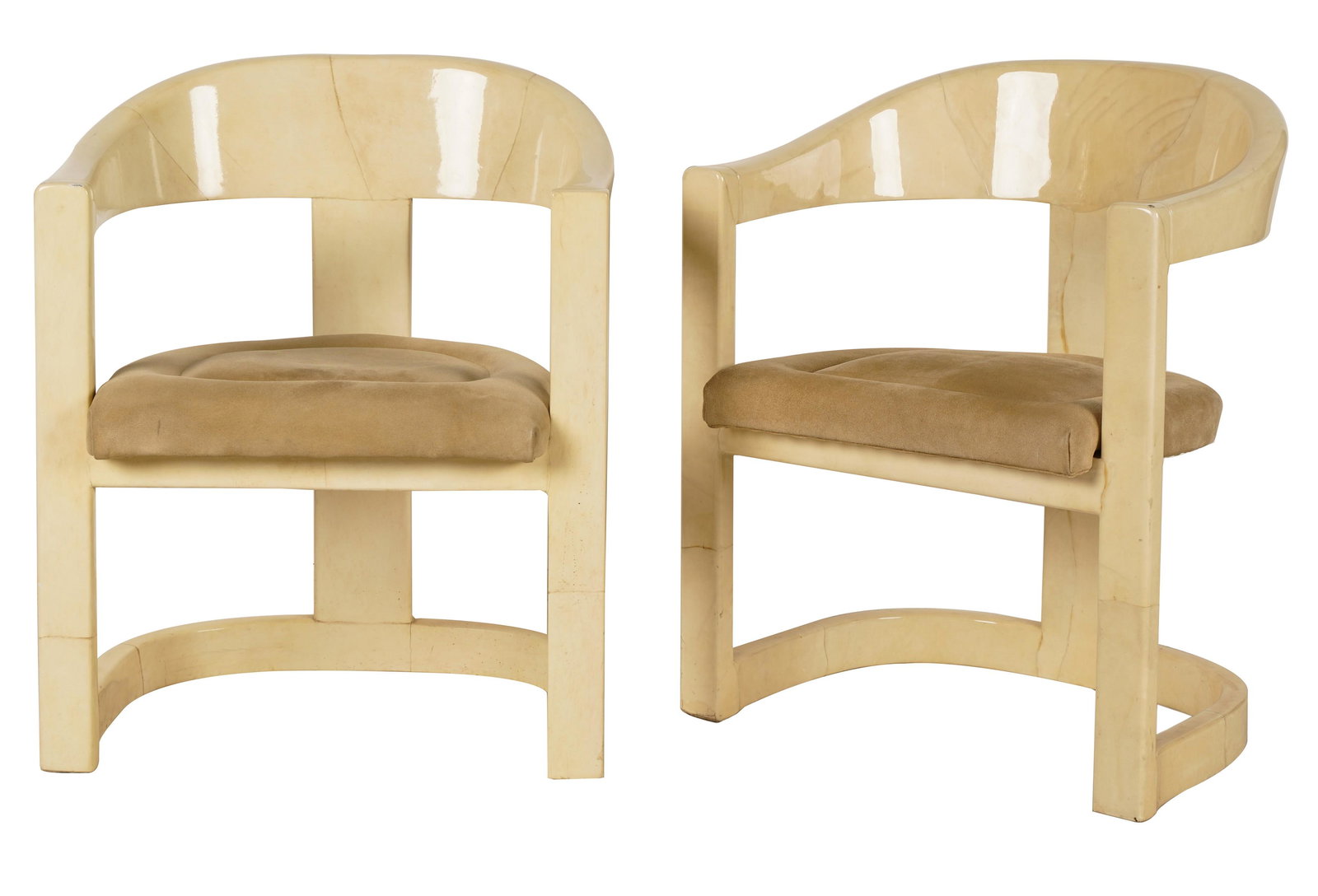 Style of Karl Springer: Pair of "Onassis" Chairs (1 of 8)