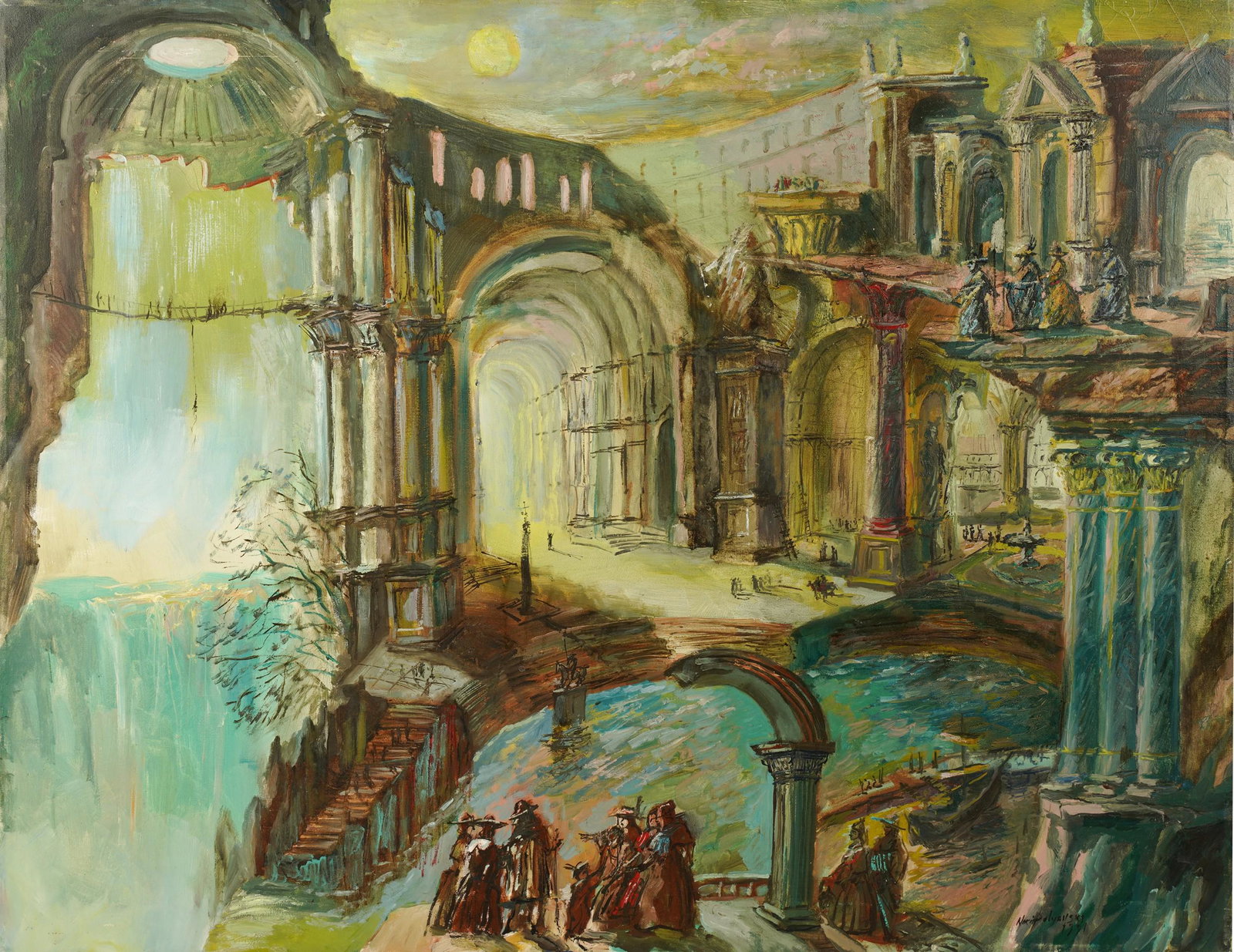 Louise Fletcher - Nikita Polyansky (20th / 21st Century): Capriccio: oil on canvas, unframed; signed and dated "1991" lower right, again signed and dated "1997" verso 28 x 36 in. (71.1 x 91.4 cm.)