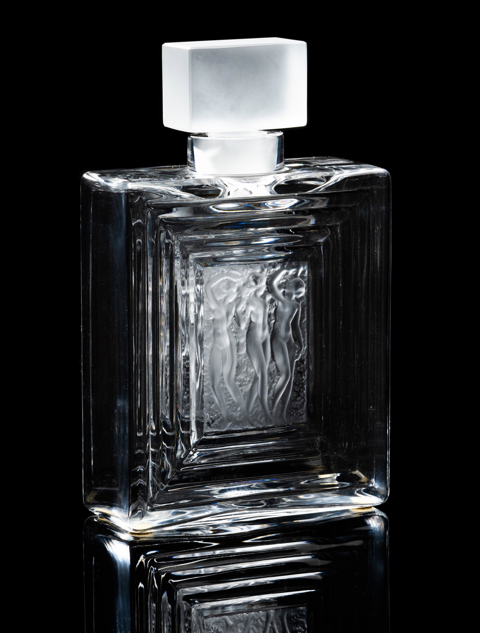 Connie Stevens- Lalique France "Duncan" Glass Perfume Bottle: signed "Lalique France" to underside 8 x 5 x 2 in. (20.3 x 12.7 x 5.1 cm.)