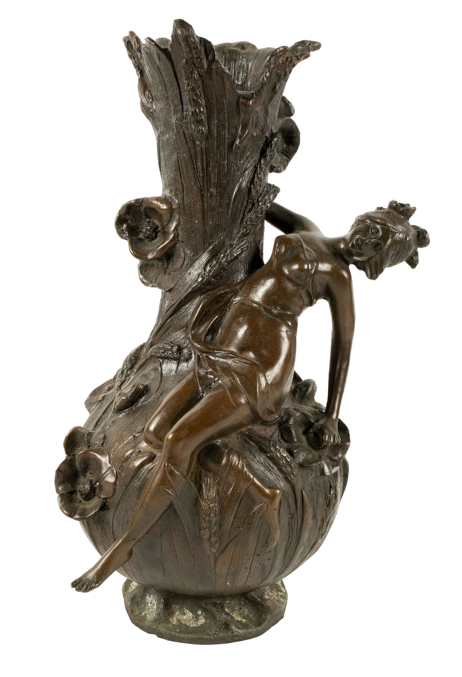 Connie Stevens- After Moreau: Bronze Figural Vase: signed in casting 14 3/4 x 9 x 8 in. (37.5 x 22.9 x 20.3 cm.)