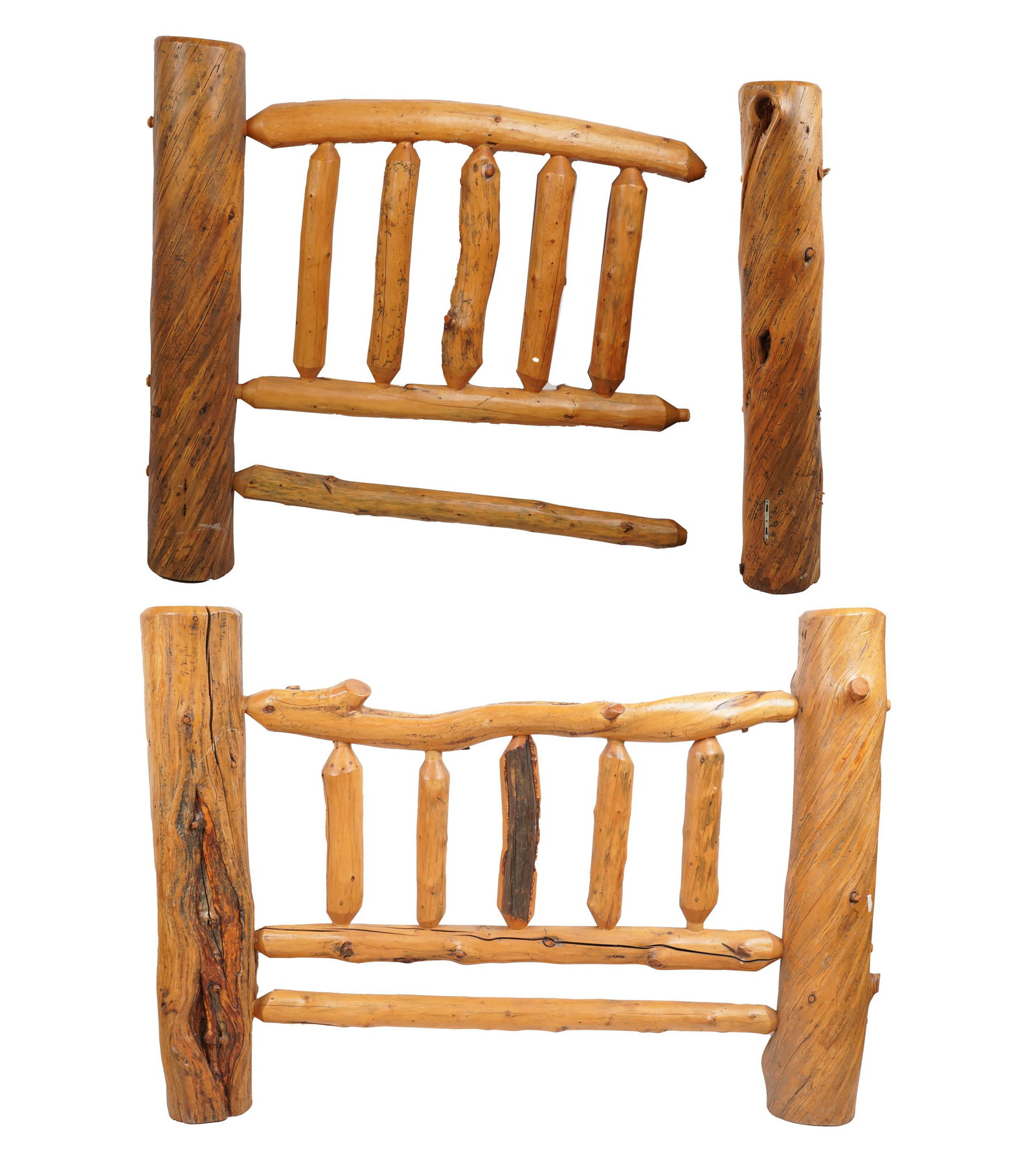 Connie Stevens- Western-Style Log Bed: the headboard: 64 x 78 in. (162.6 x 198.1 cm.), the footboard: 54 x 78 in. (137.2 x 198.1 cm.)