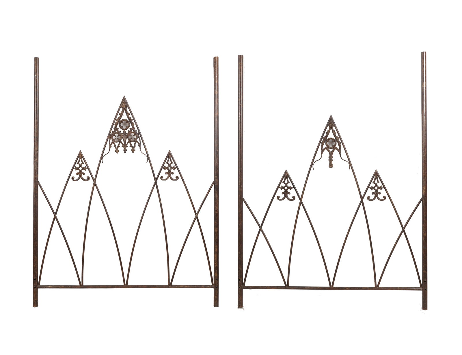 Connie Stevens- Partial Iron Bed Frame: comprising a headboard, footboard and two canopy support rails 82 1/2 x 102 1/2 x 61 in. (209.6 x 260.4 x 154.9 cm.), inner frame: 60 x 99 in. (152.4 x 251.5 cm.)