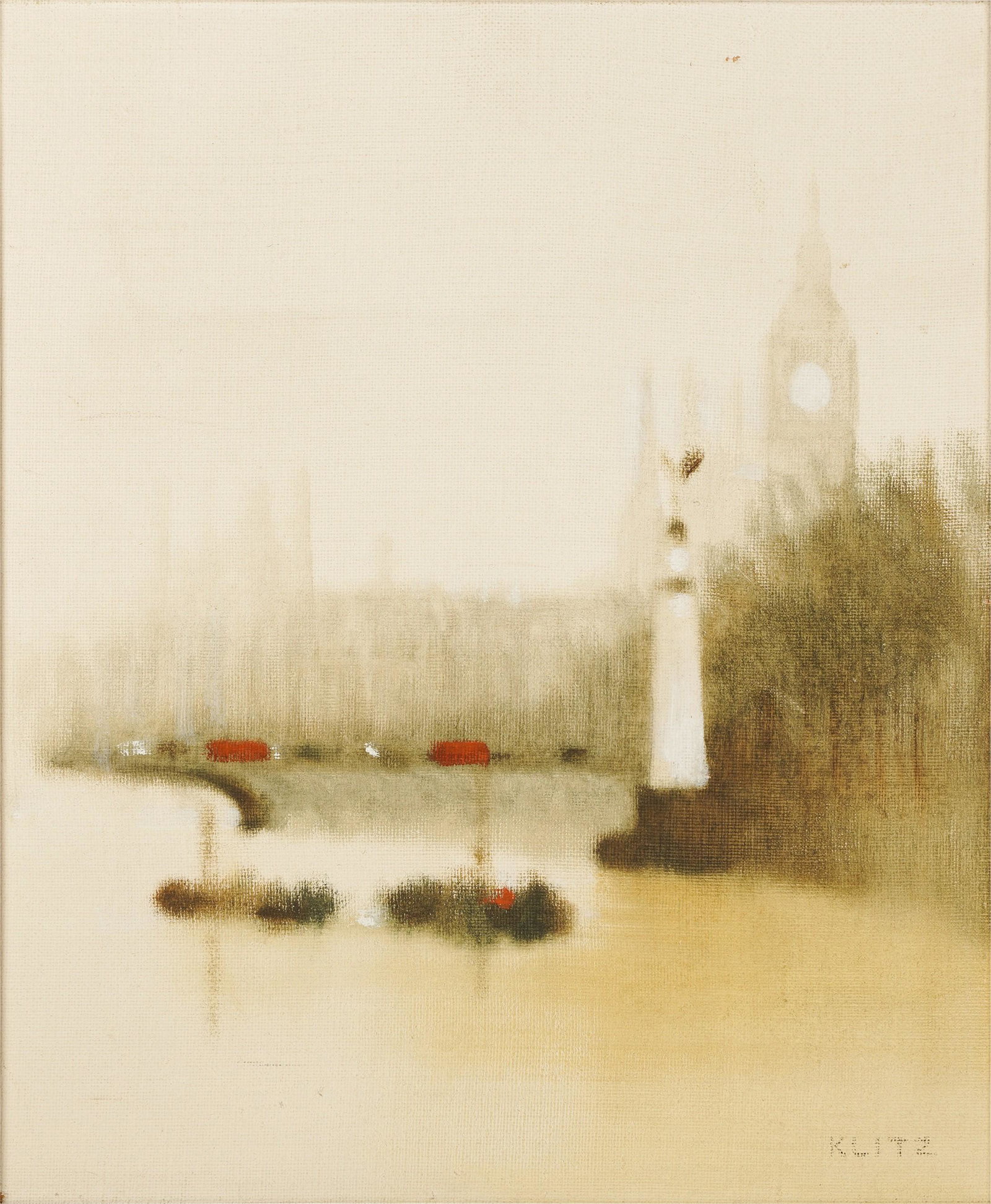 Connie Stevens- Anthony Robert (Tony) Klitz (1917 - 2000): Thames at Westminster: oil on canvas; signed lower right 24 x 20 in. (61 x 50.8 cm.), Frame: 29 1/2 x 25 3/4 in. (74.9 x 65.4 cm.)
