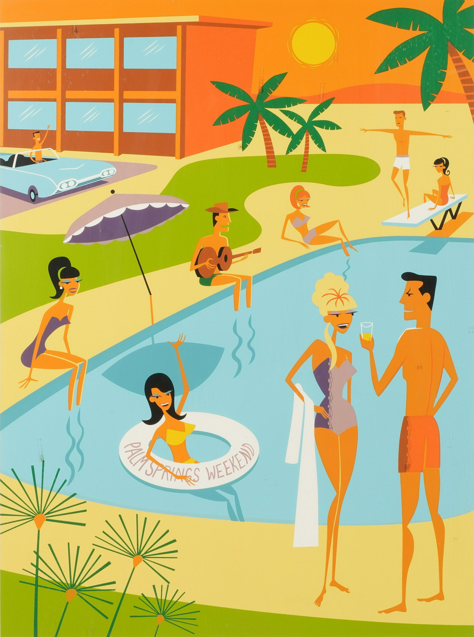 Connie Stevens- Shag (Josh Agle, B. 1962): Palm Springs Weekend: lithograph, framed under acrylic; pencil-signed, titled, and numbered 4/20 27 1/8 x 20 1/4 in. (68.9 x 51.4 cm.), Frame: 34 1/4 x 27 1/4 in. (87 x 69.2 cm.)