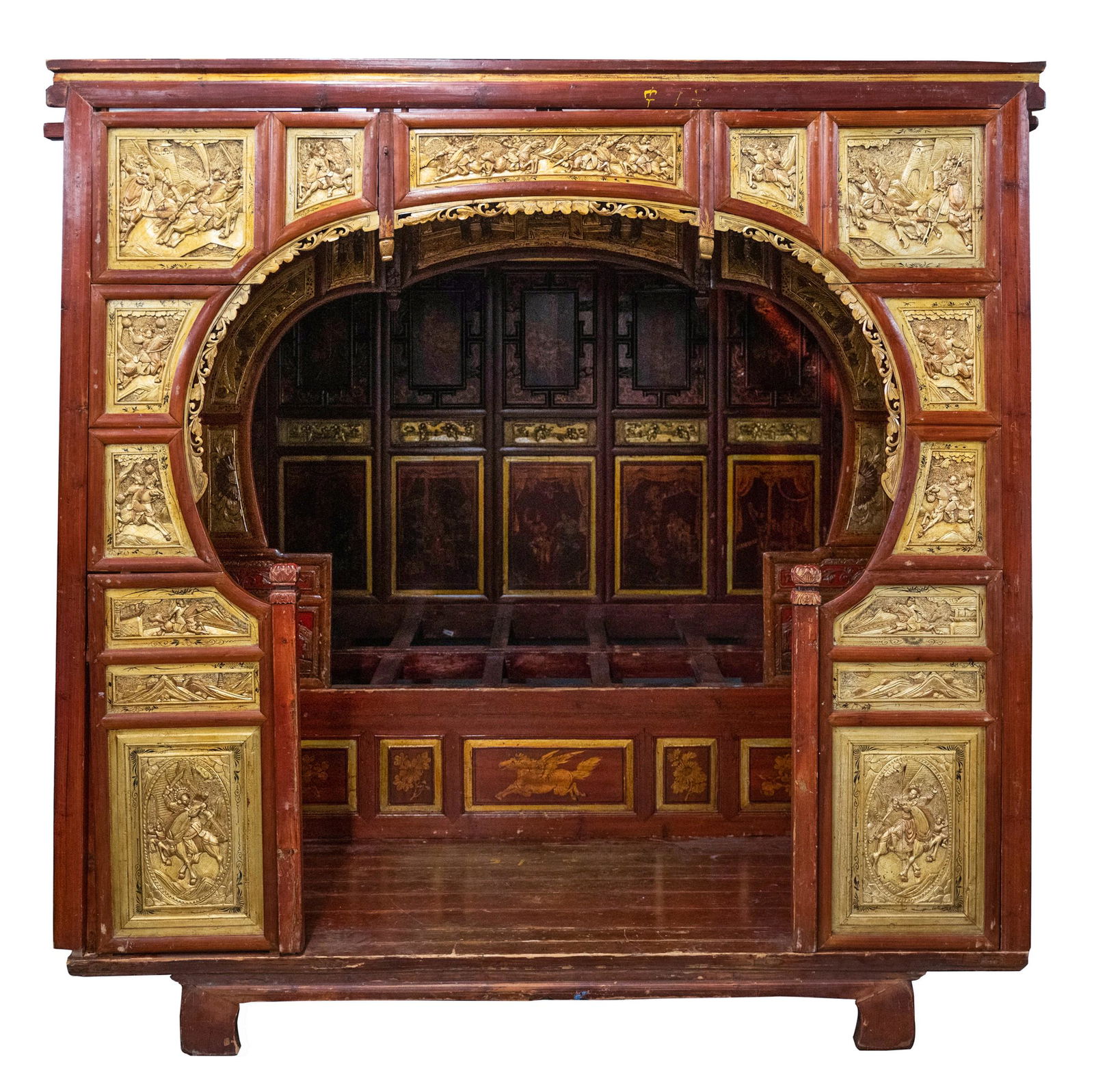 Connie Stevens- Chinese Opium Bed: constructed in multiple pieces approximately: 80 1/4 x 85 1/2 x 94 in. (203.8 x 217.2 x 238.8 cm.)