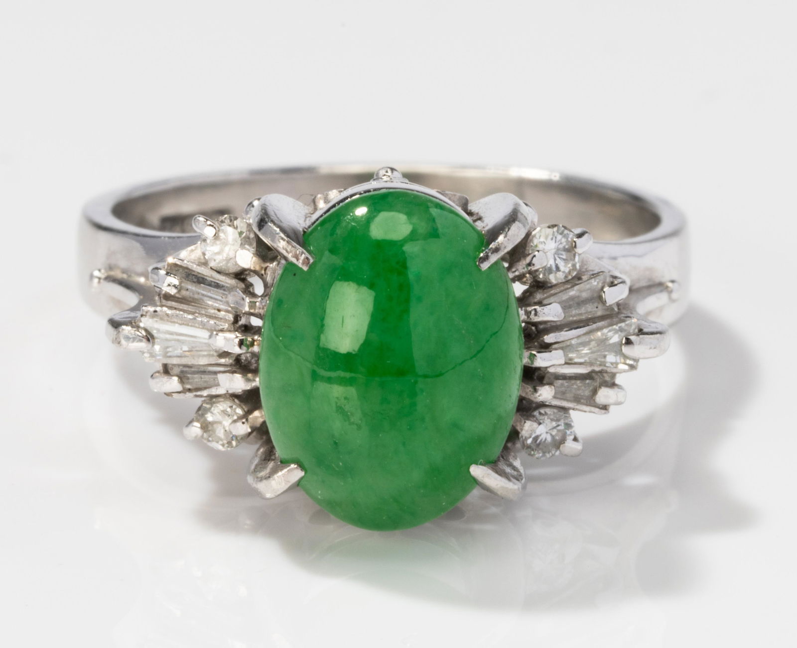 Platinum, Diamond and Jadeite Jade Ring (1 of 7)