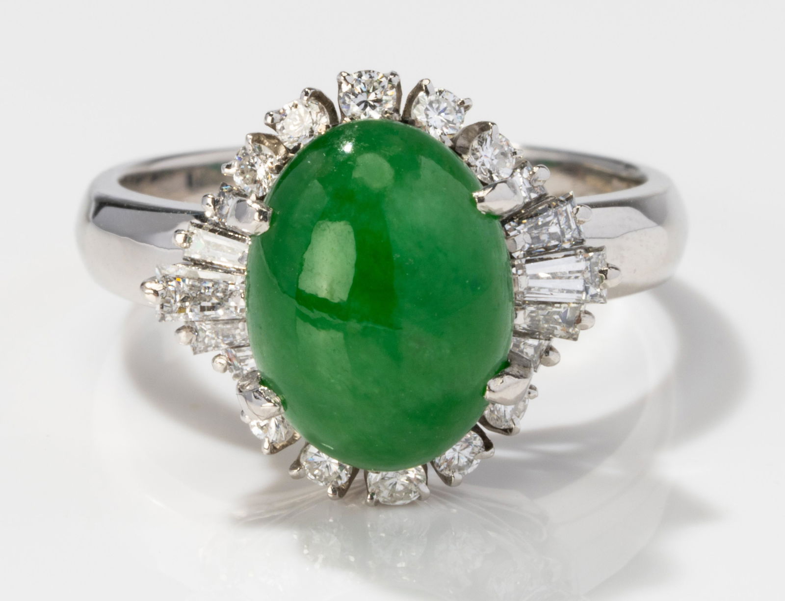 Platinum, Diamond and Jadeite Jade Ring (1 of 7)