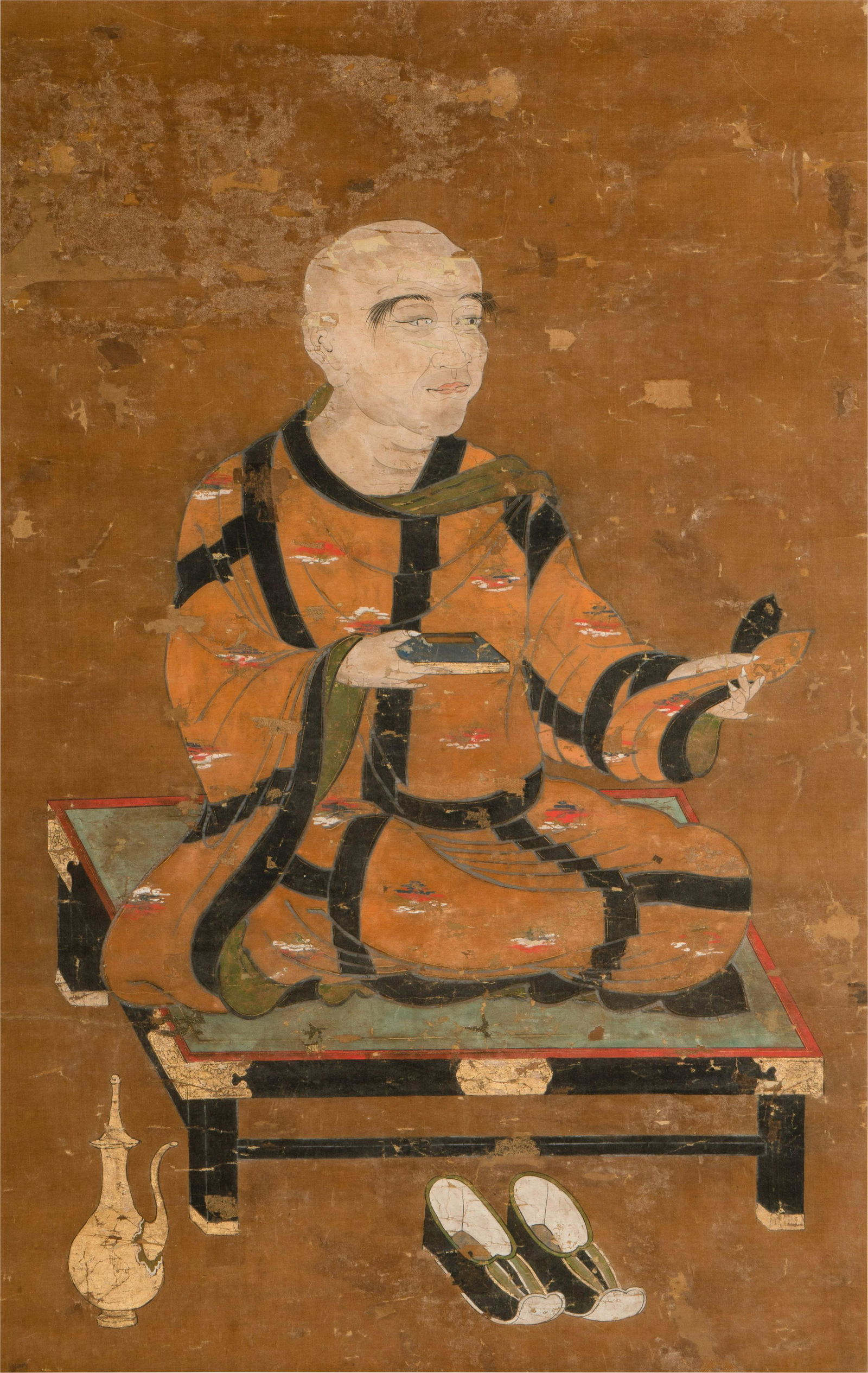 Japanese Scroll Painting of a Seated Priest (1 of 16)