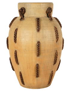 Urbano Zaccagnini Terracotta Rope-Work Vase: Italy, 1930s; signed to underside 21 x 14 in. dia. (53.3 x 35.6 cm.) Provenance: Property from the Personal Collection of Ed Hardy, San Francisco Antiques Connoisseur and Cognoscente
