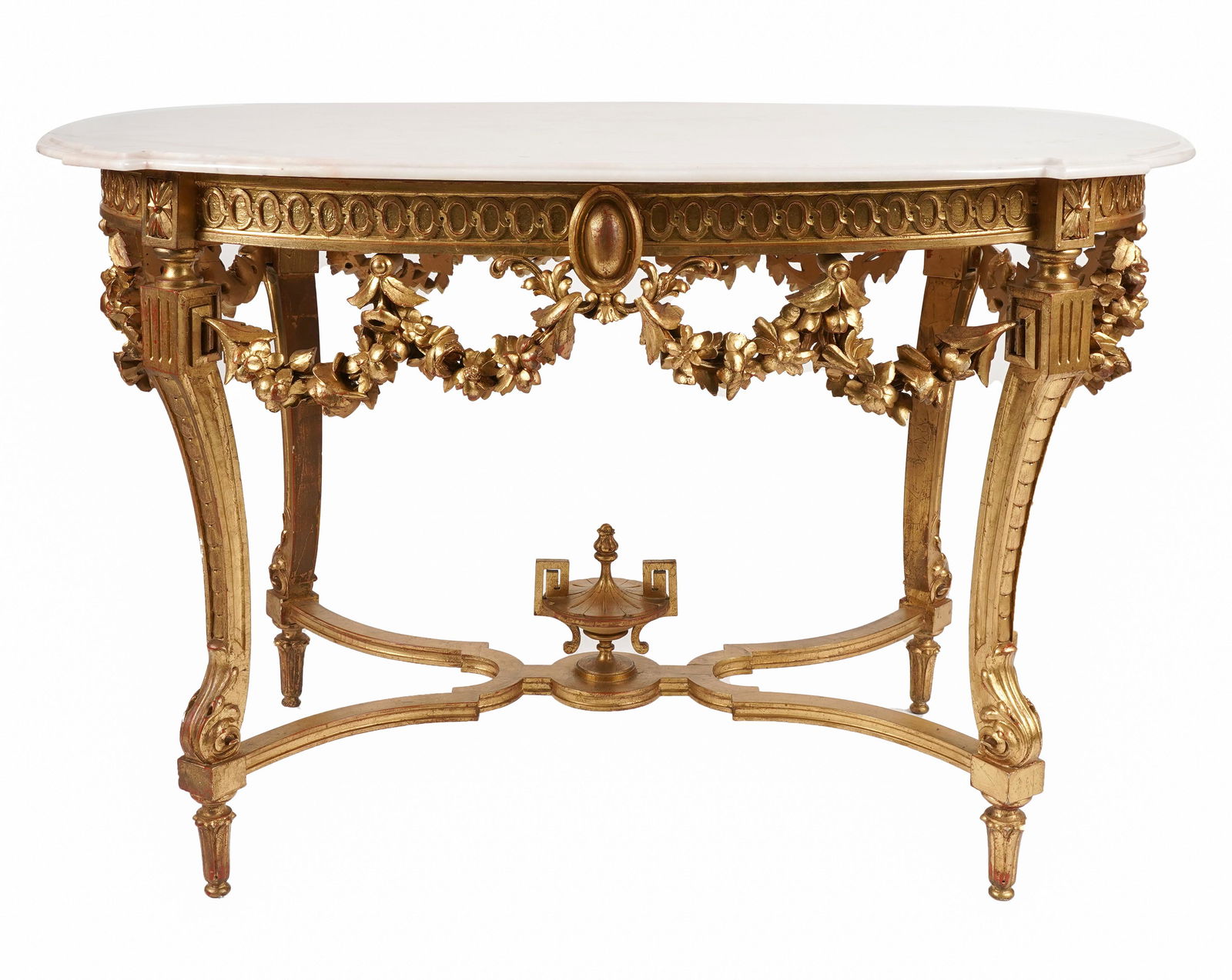 Carved Giltwood Marble-Top Salon Table (1 of 8)