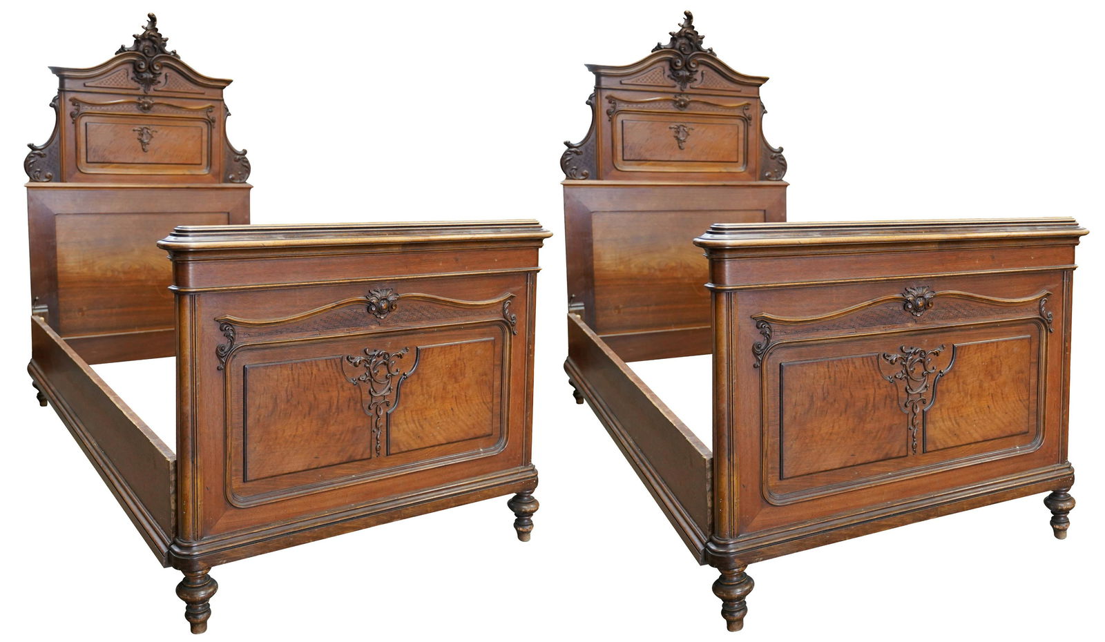 Pair of American Rococo Revival Beds (1 of 13)