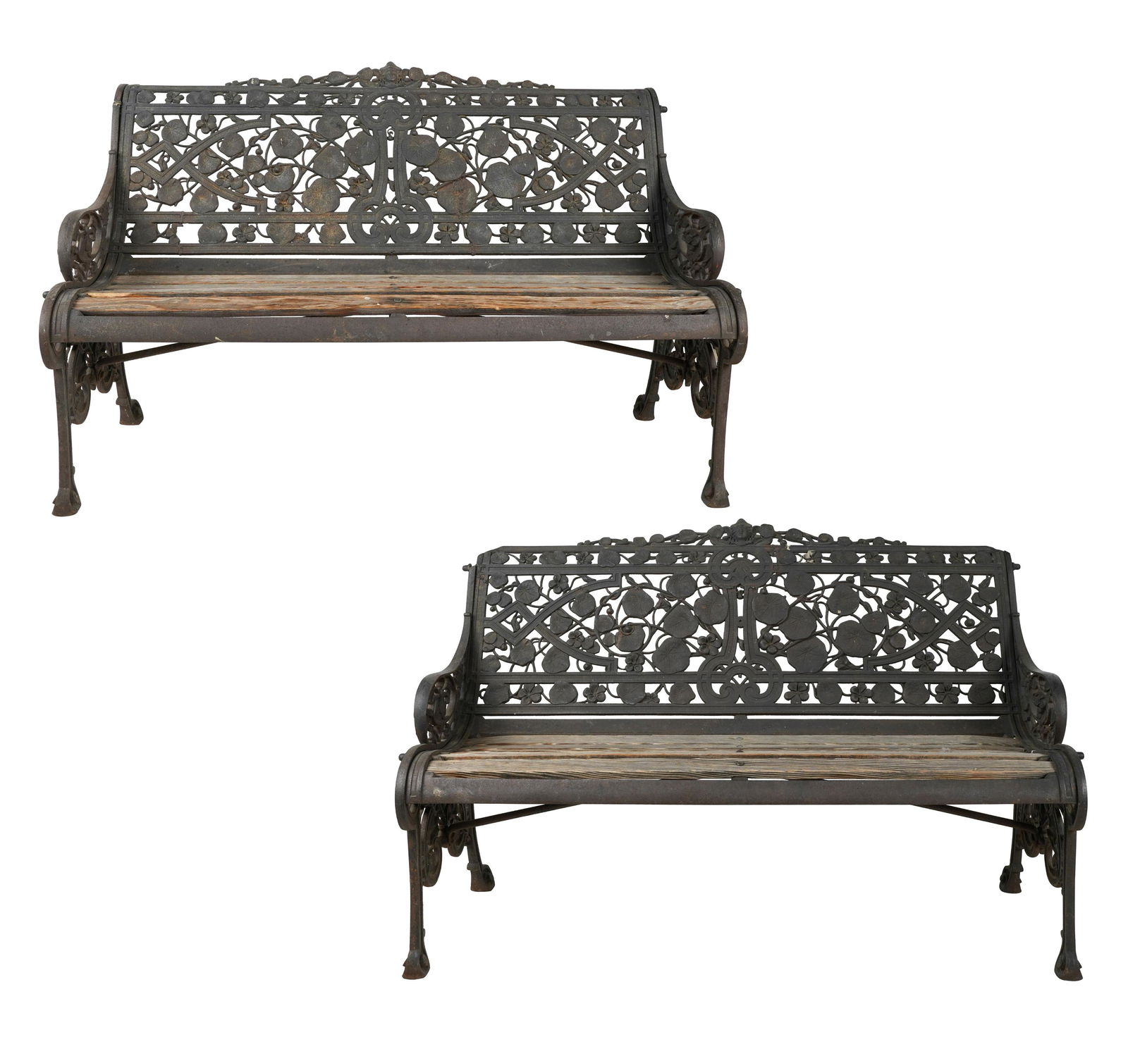 Pair of Victorian Iron and Wood Garden Benches (1 of 20)