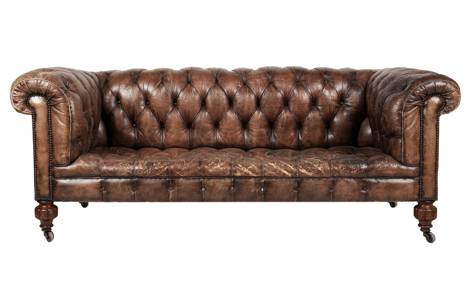 Antique Brown Leather Chesterfield Sofa (1 of 12)