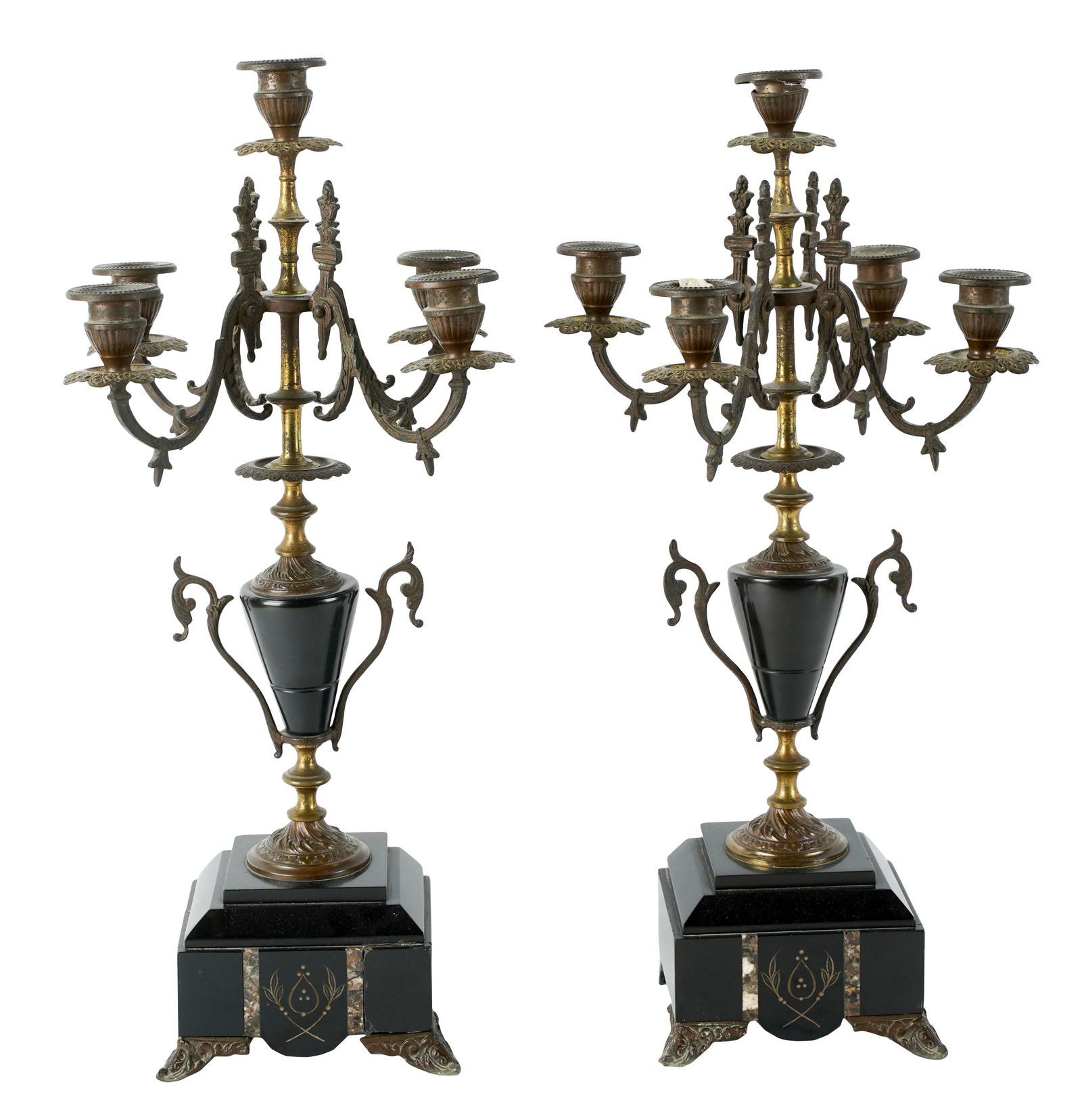 Pair of Gilt Metal and Slate Candelabra (1 of 11)