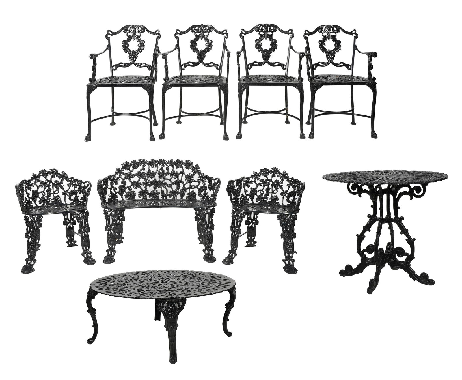 Assembled Group of Black Painted Metal Patio Furniture (1 of 20)