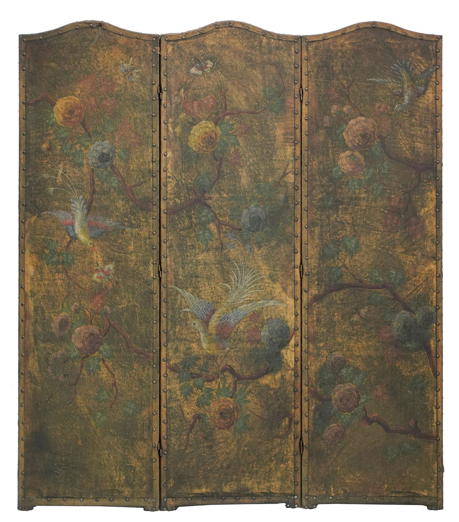 Painted Leather Three-Fold Room Divider (1 of 8)