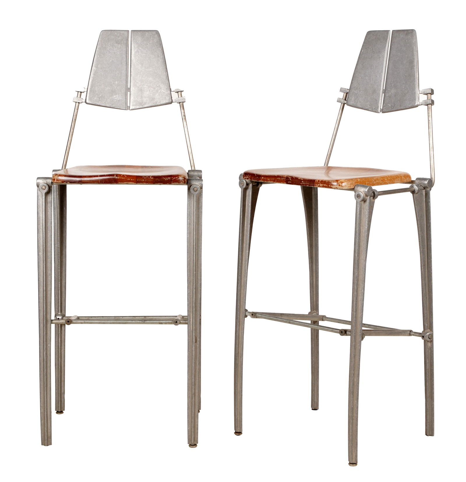 Pair of Modernist Metal and Wood Barstools (1 of 15)