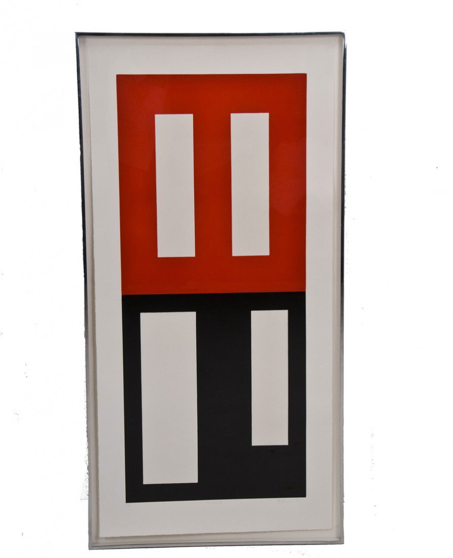 ANDREW SPENCE: "DUPLEX": circa 1991 lithograph in colors signed, dated, and numbered 1/40 in pencil lower right 24 x 50 inches