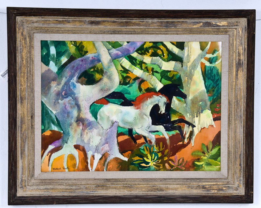 MILLARD SHEETS: "HONEYMOON": circa 1978 watercolor signed lower left Provenance: Kennedy Galleries, New York 22 x 30 inches