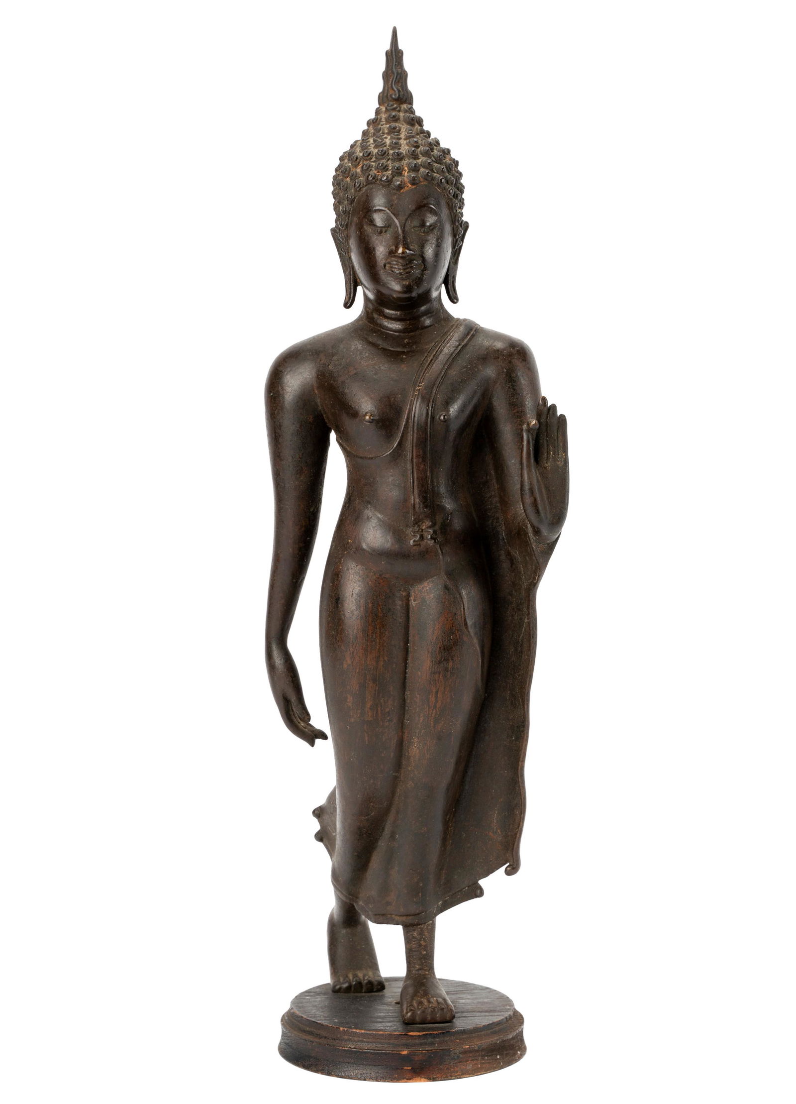 Thai Bronze Walking Buddha Figure (1 of 12)