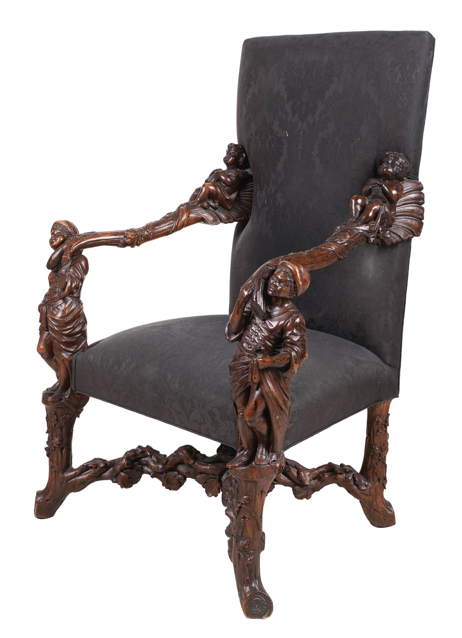 Italian Carved Walnut Armchair (1 of 11)