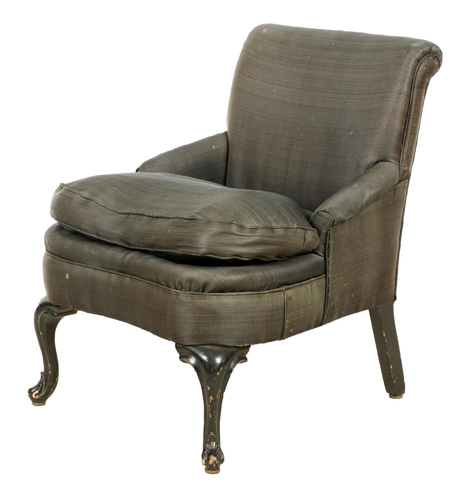 Horsehair Upholstered Child's Armchair: on ebonized carved legs 26 x 20 x 22 in. (66 x 50.8 x 55.9 cm.); Seat height: 14 in.