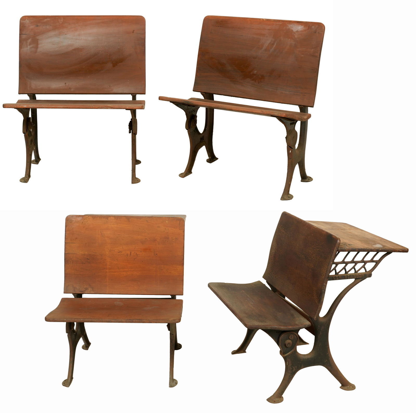 Two Antique Wood and Iron School Desks and Two benches (1 of 18)