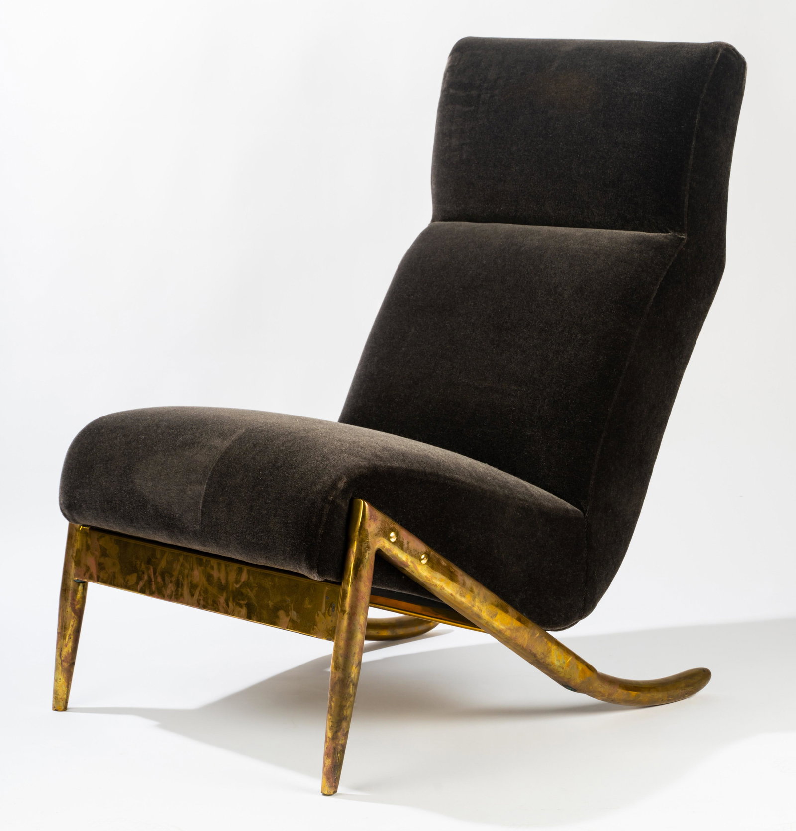 Paul Marra Slipper Chair in Brass with Mohair (1 of 8)