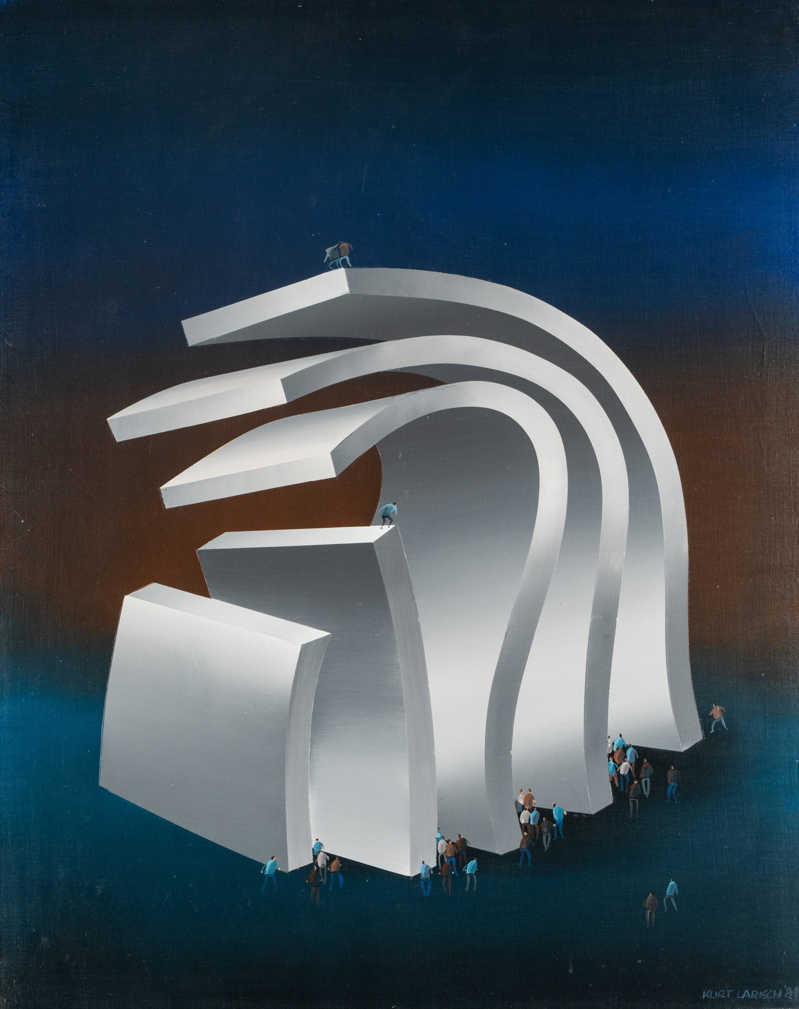 Kurt Larisch (1913-2009): Monument: oil on canvas; 1984; signed and dated lower right 30 x 24 in. (76.2 x 61 cm.); Frame: 33 x 27 in. (83.8 x 68.6 cm.)