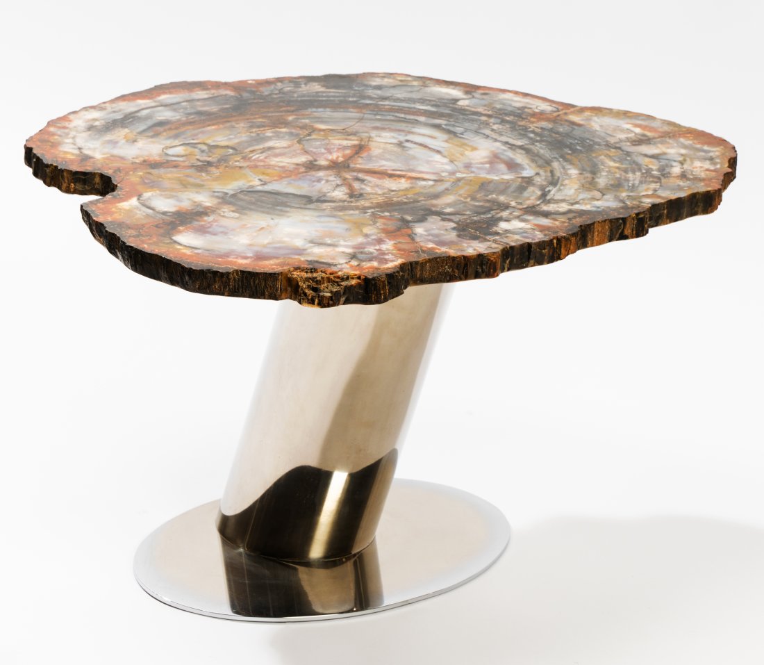 Karl Springer: Rare Petrified Wood End Table (1 of 7)