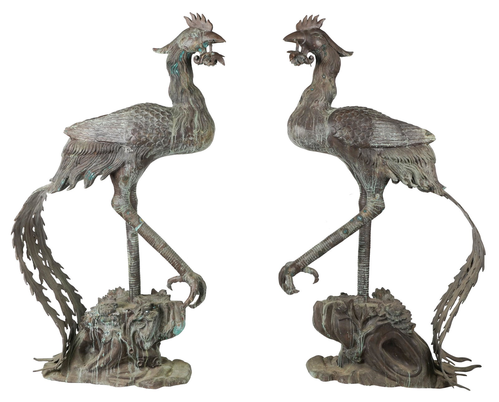Pair of Monumental Chinese Bronze Phoenix Figures (1 of 13)