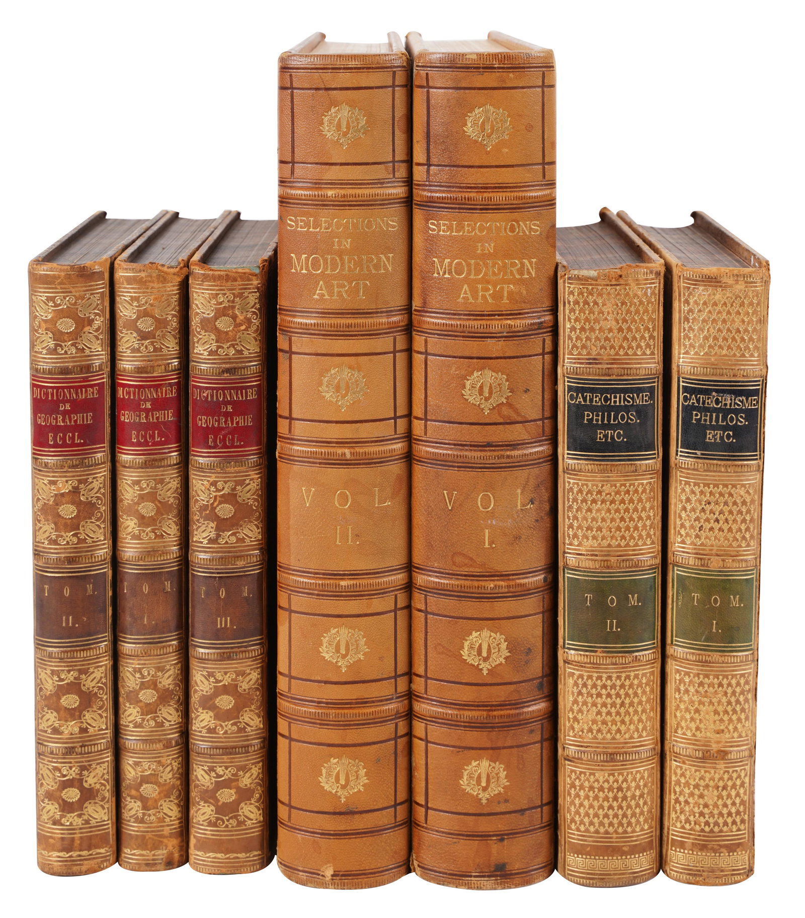 Group of Seven Leather-Bound Books (1 of 12)