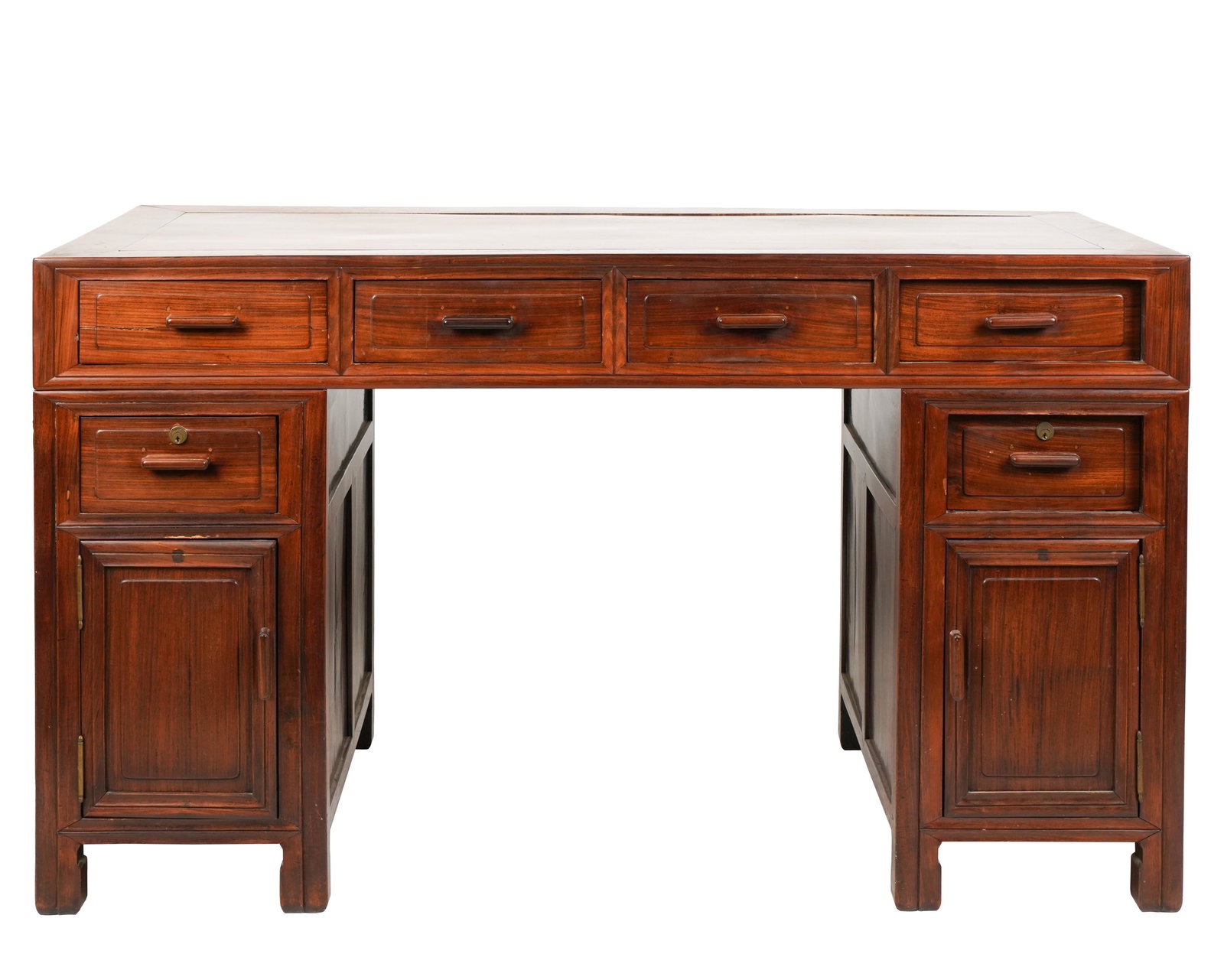 Chinese Hardwood Three-Part Pedestal Desk (1 of 10)