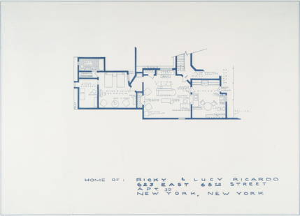 Mark Bennett (B. 1956): Home of Lucy and Ricky Ricardo: 1995: lithograph on Rives Paper, matted, framed and glazed; edition of 20 print size: 22 1/2 x 32 in. (57.2 x 81.3 cm.), Frame: 29 x 38 in. (73.7 x 96.5 cm.) Provenance: Mark Moore Fine Art