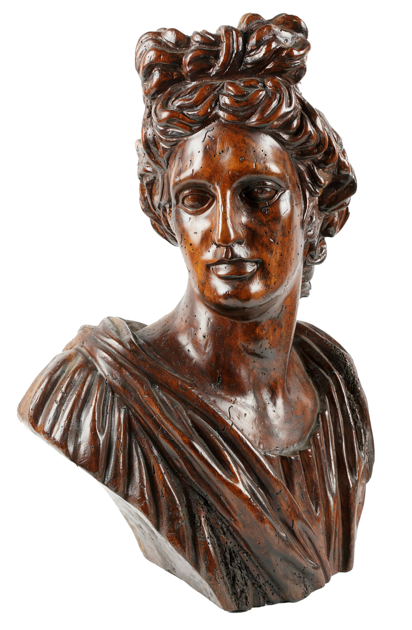 Continental Classical-Style Carved Wood Bust (1 of 11)