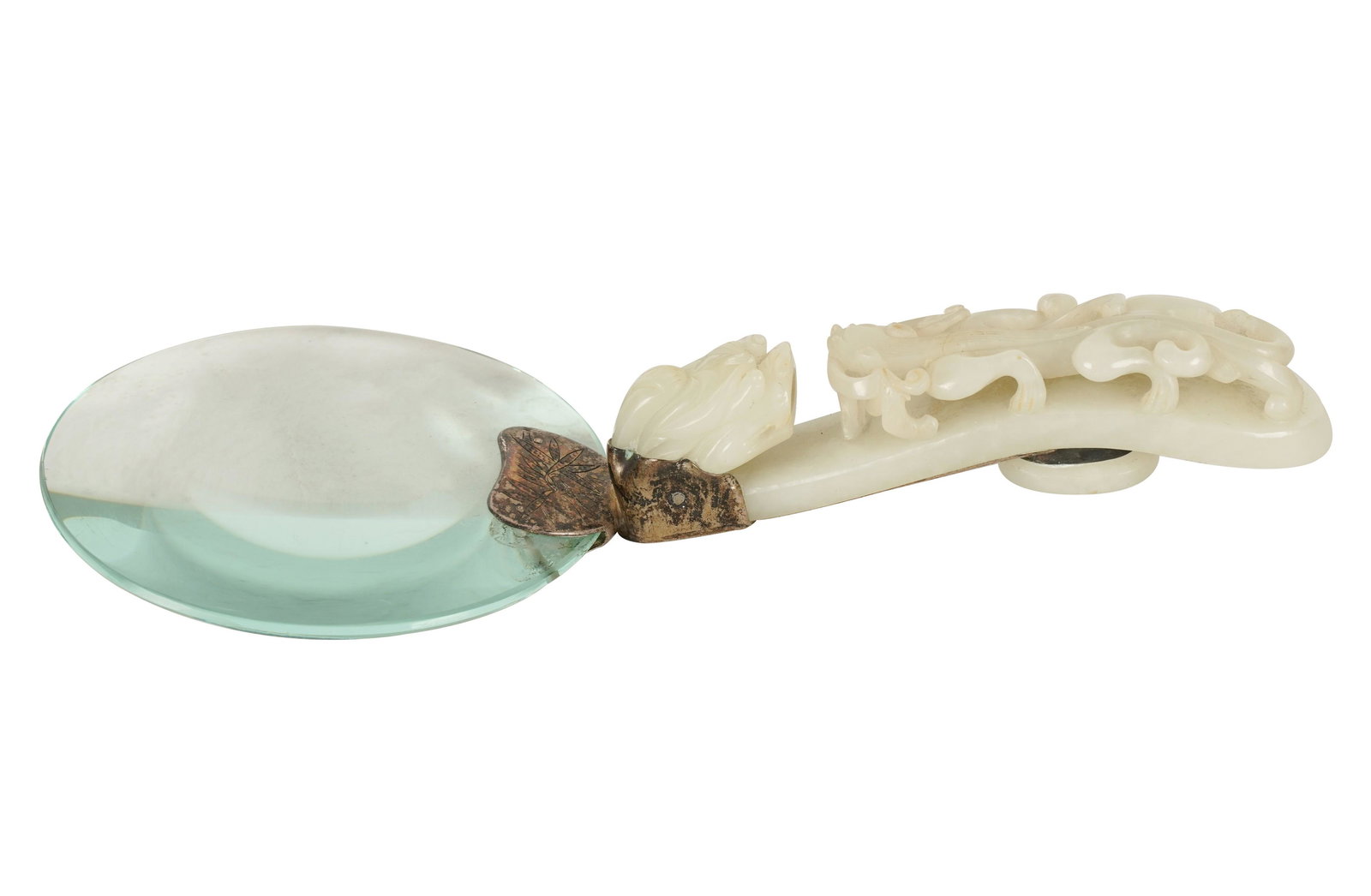 Chinese Carved Stone and Silver Magnifying Glass (1 of 8)