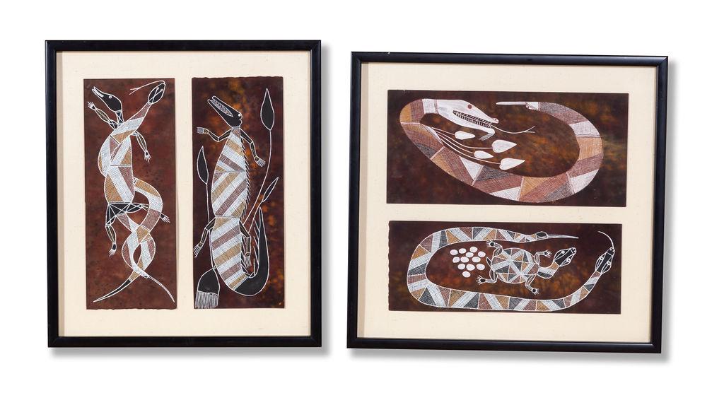 Various artists , Two Frame Pairs of Bark Paintings form Gunbalanya (Oenpelli) (1 of 14)