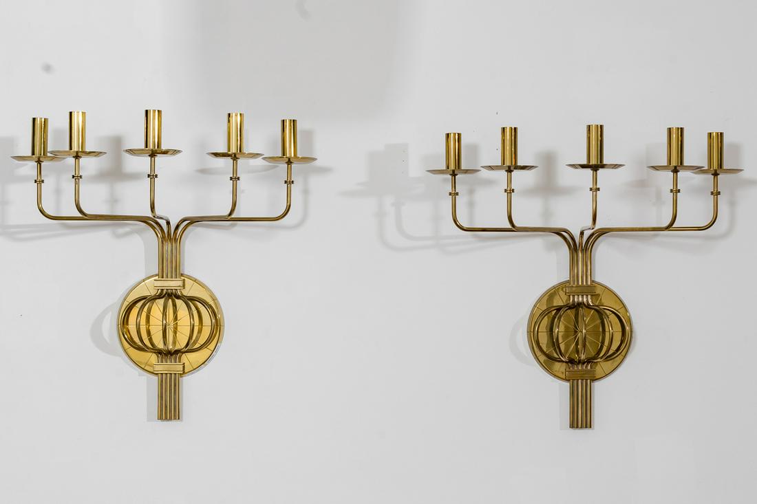 Tommi Parzinger (1903 - 1981)/Dorlyn Silversmiths: Pair Wall Sconces (1 of 10)