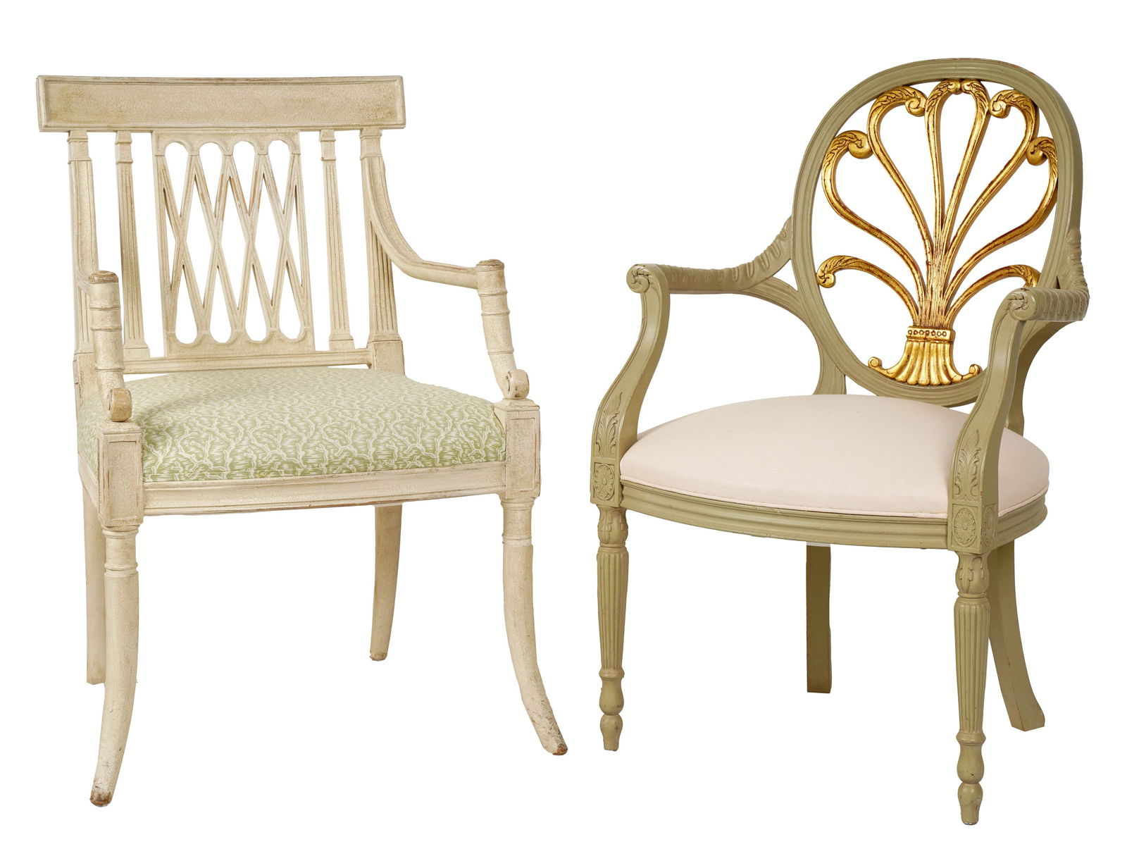 Two Assorted Neoclassical-Style Painted Armchairs (1 of 12)