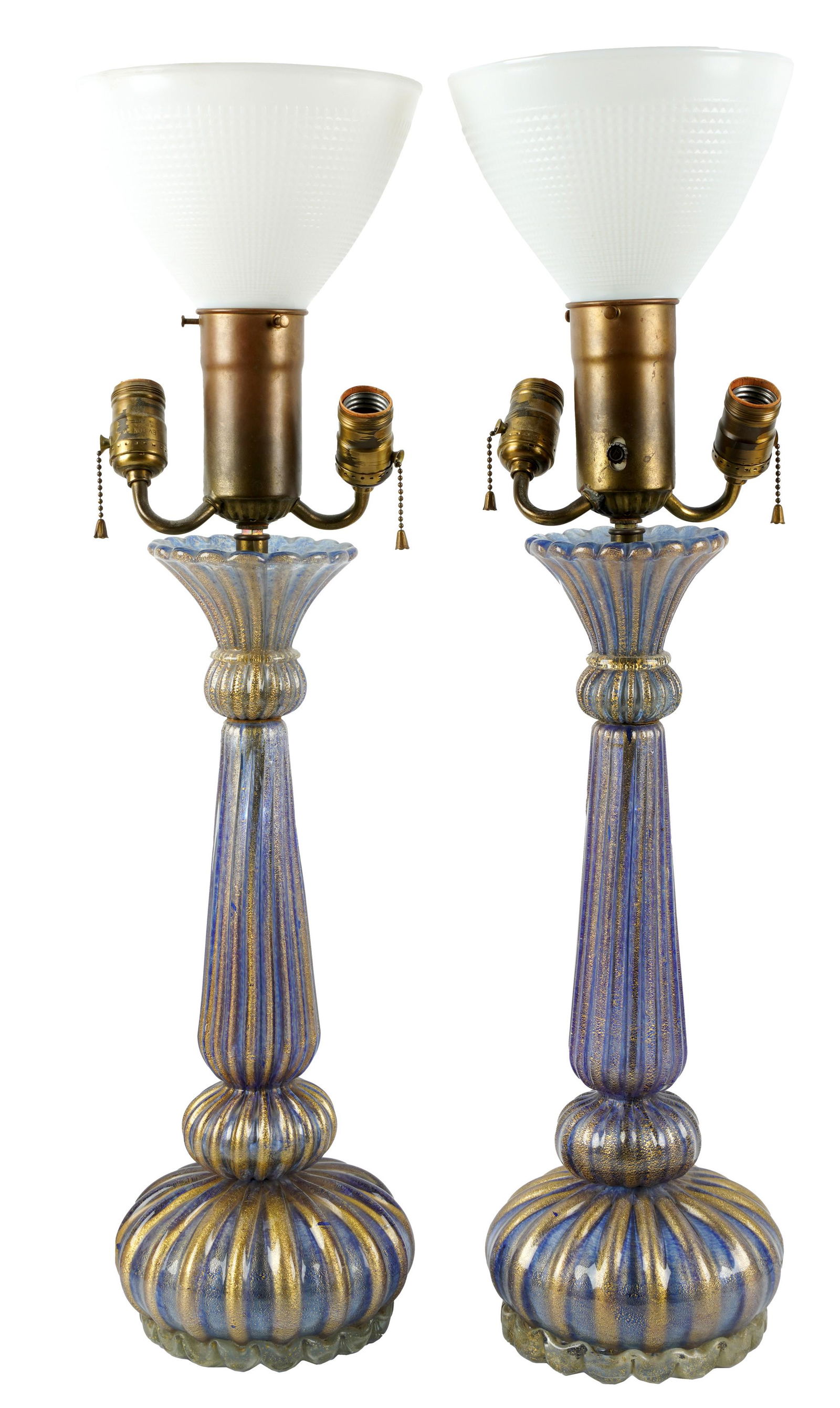 Pair of Murano Blue Aventurine Glass Table Lamps (1 of 10)