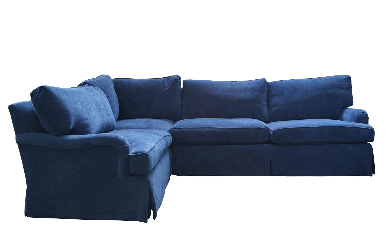 Blue Velour Sectional Sofa (1 of 10)