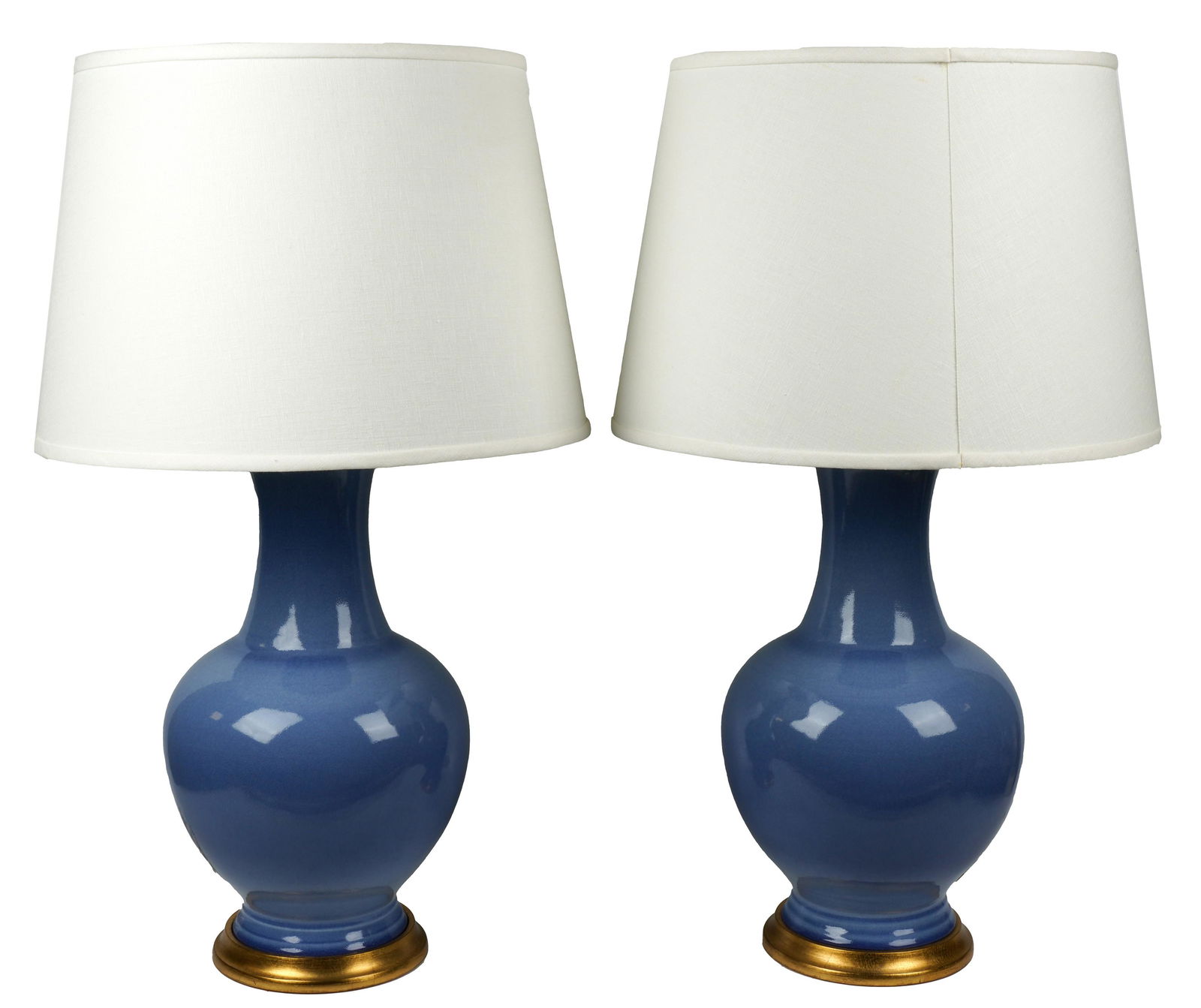 Pair of Stephen Gerould Blue Glazed Ceramic Table Lamps (1 of 9)
