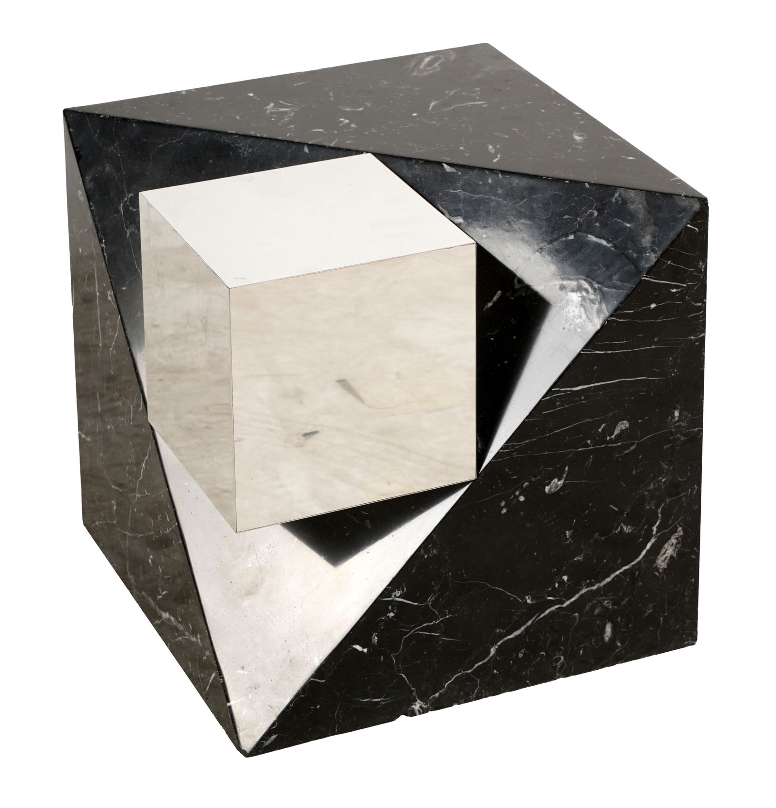 Sculptural Marble and Chrome End Table (1 of 8)