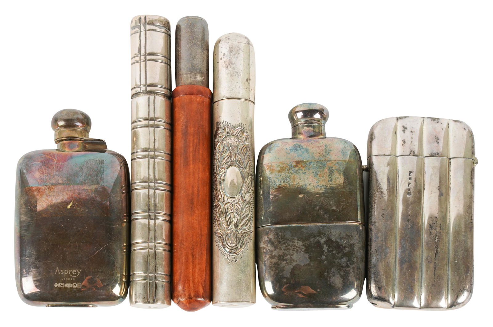 Collection of Silver Cigar Holders and Flasks (1 of 10)
