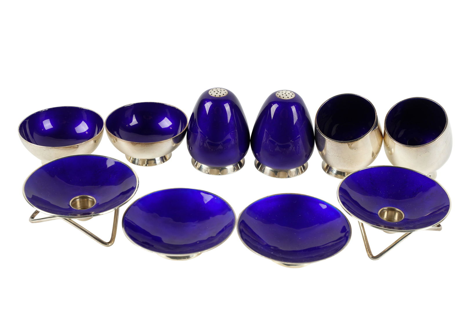 Set of Danish Modern Sterling and Cobalt Enamel Table Articles (1 of 8)