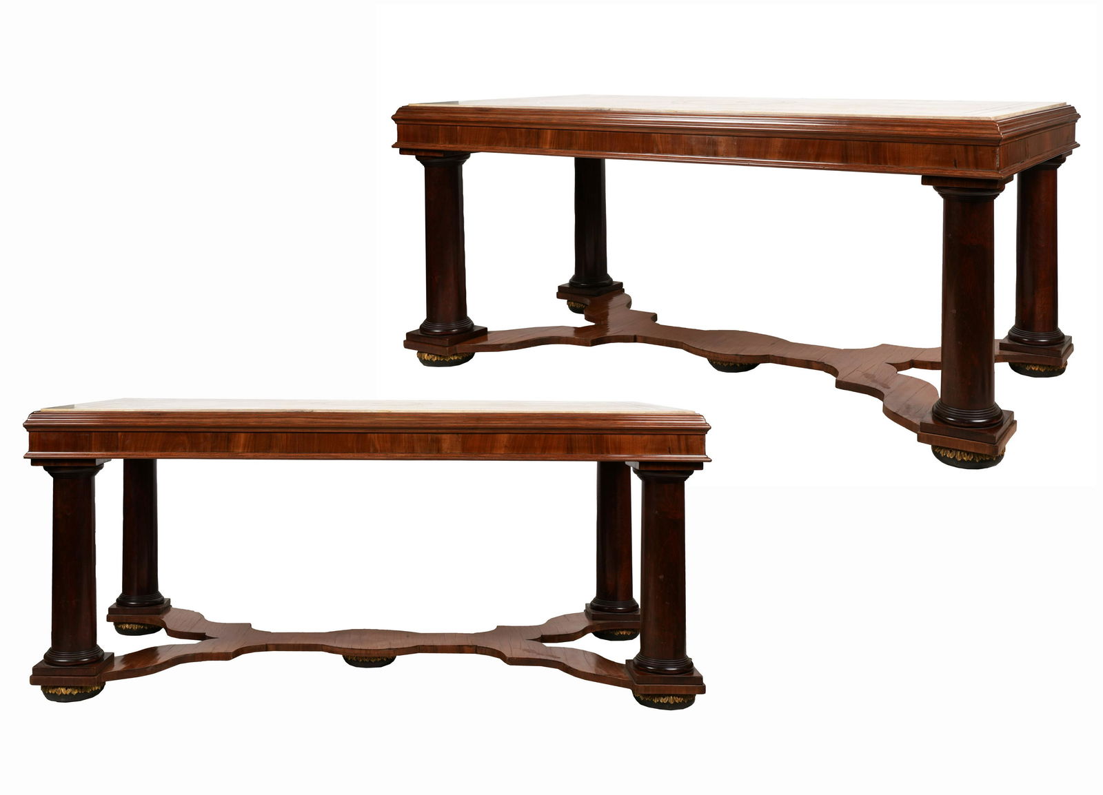 Pair of Italian Neoclassical Walnut and Scagliola Salon Tables (1 of 18)
