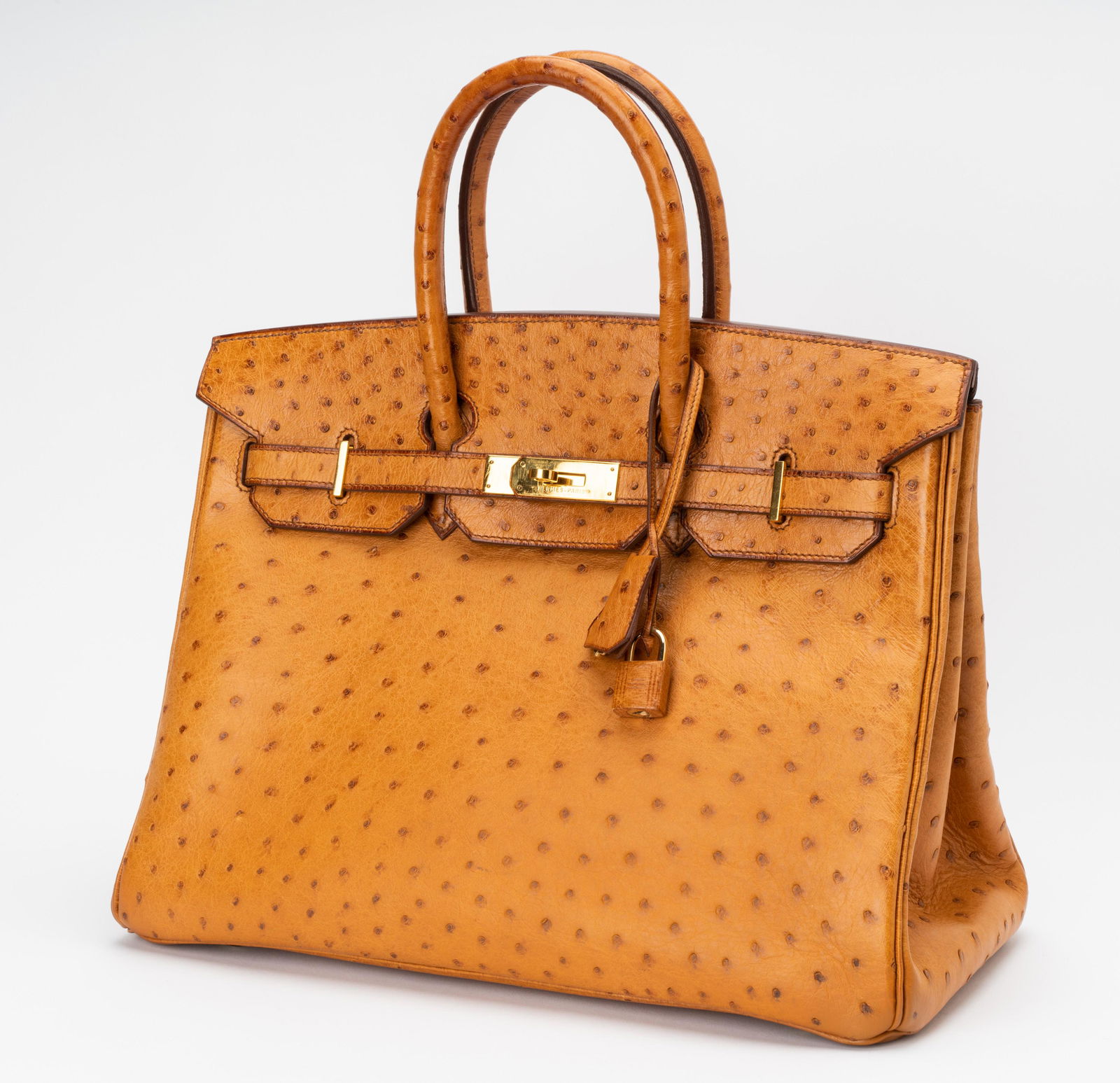 Hermes Caramel Ostrich Leather 35cm Birkin Bag (1 of 11)