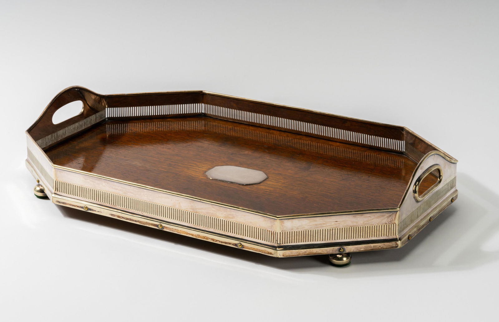 English Silverplate and Oak Serving Tray (1 of 9)