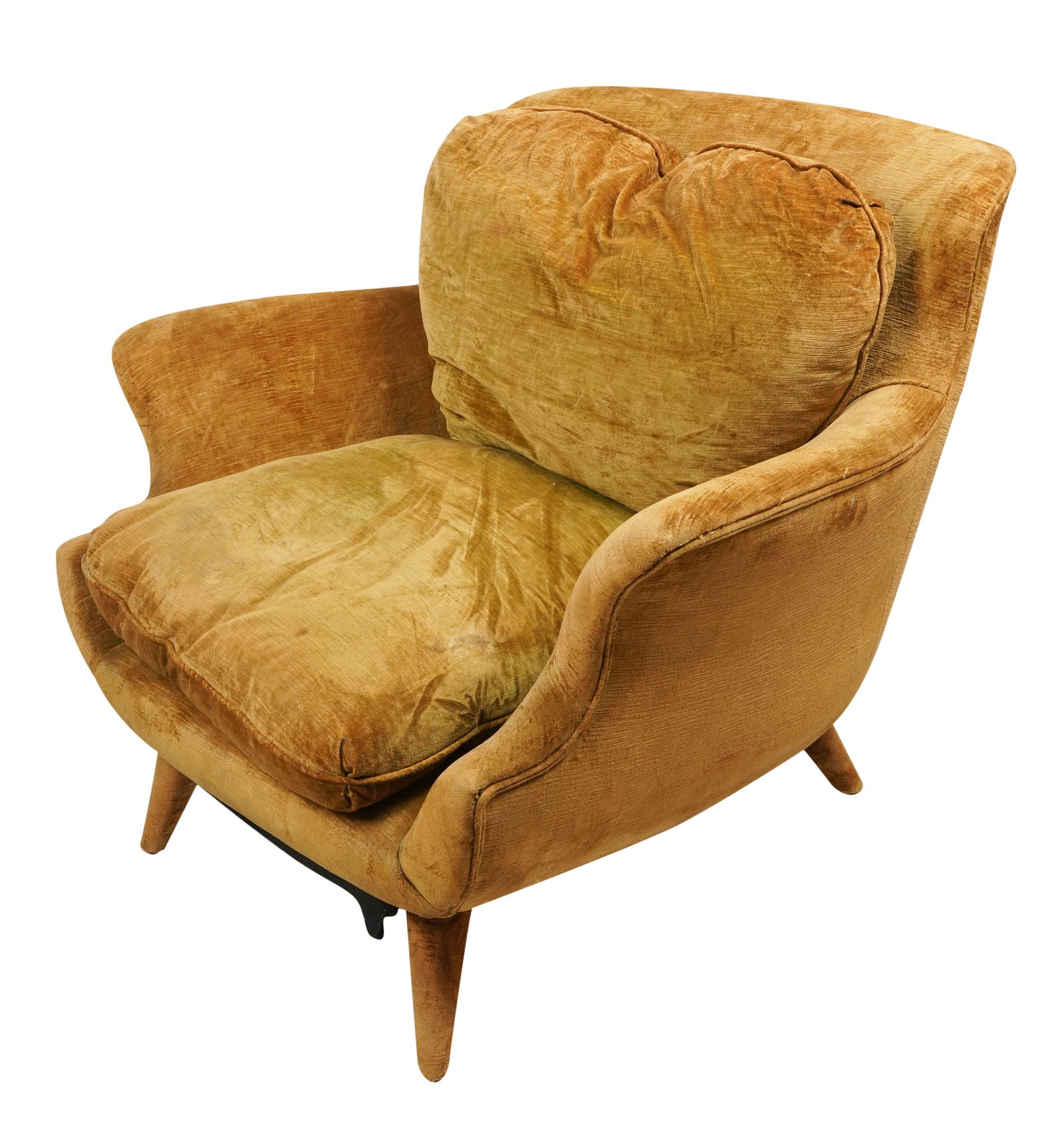 Paul Laszlo (1908 -1981): Armchair: 1950s; upholstered in chartreuse velvet 32 x 40 x 31 in. (81.3 x 101.6 x 78.7 cm.), Seat height: 18 in. (45.7 cm.) Property from the personal collection of Jeff Schuerholz of Fat Chance, the iconic Lo